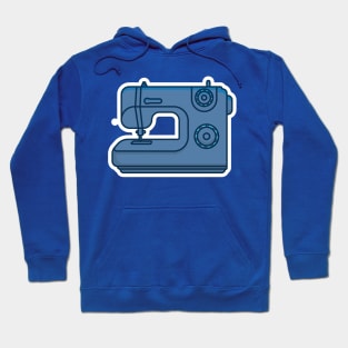 Modern Sewing Machine for Fabrics Sticker vector illustration. Equipment for creating clothes icon concept. Fashion industry and handmade sewing machine sticker design logo. Hoodie